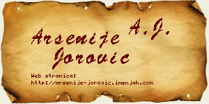 Arsenije Jorović vizit kartica